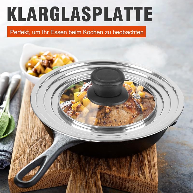 Akicderu Univerzális Üveg Fedő 2db-os Szett 16-32cm Serpenyőhöz és Fazékhoz