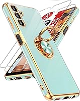 Vista 120 de LeYi para Funda de Teléfono Samsung Galaxy A13-5G: Protector de Pantalla de Vidrio Templado, Soporte Magnético Giratório de Anillo 360°, Borde Negro