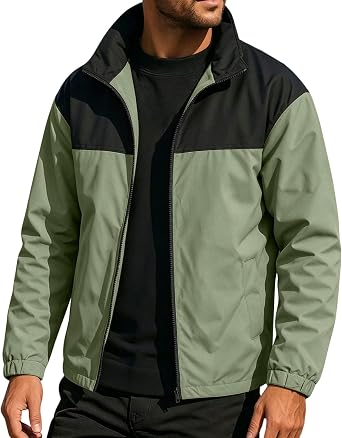 Mens Bomber Jacket Stylish Lightweight Windbreaker Zip Up Waterproof Coats Fall Spring Hiking Golf Jackets with Pockets