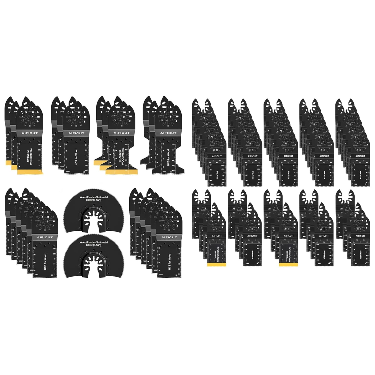 81PCS Oscillating Saw Blades, Universal Titanium Multitool Blades for Wood Plastics Metal, Quick Release Multi Tool Kits Fit Bosch Ryobi Milwaukee Rockwell Fein Makita