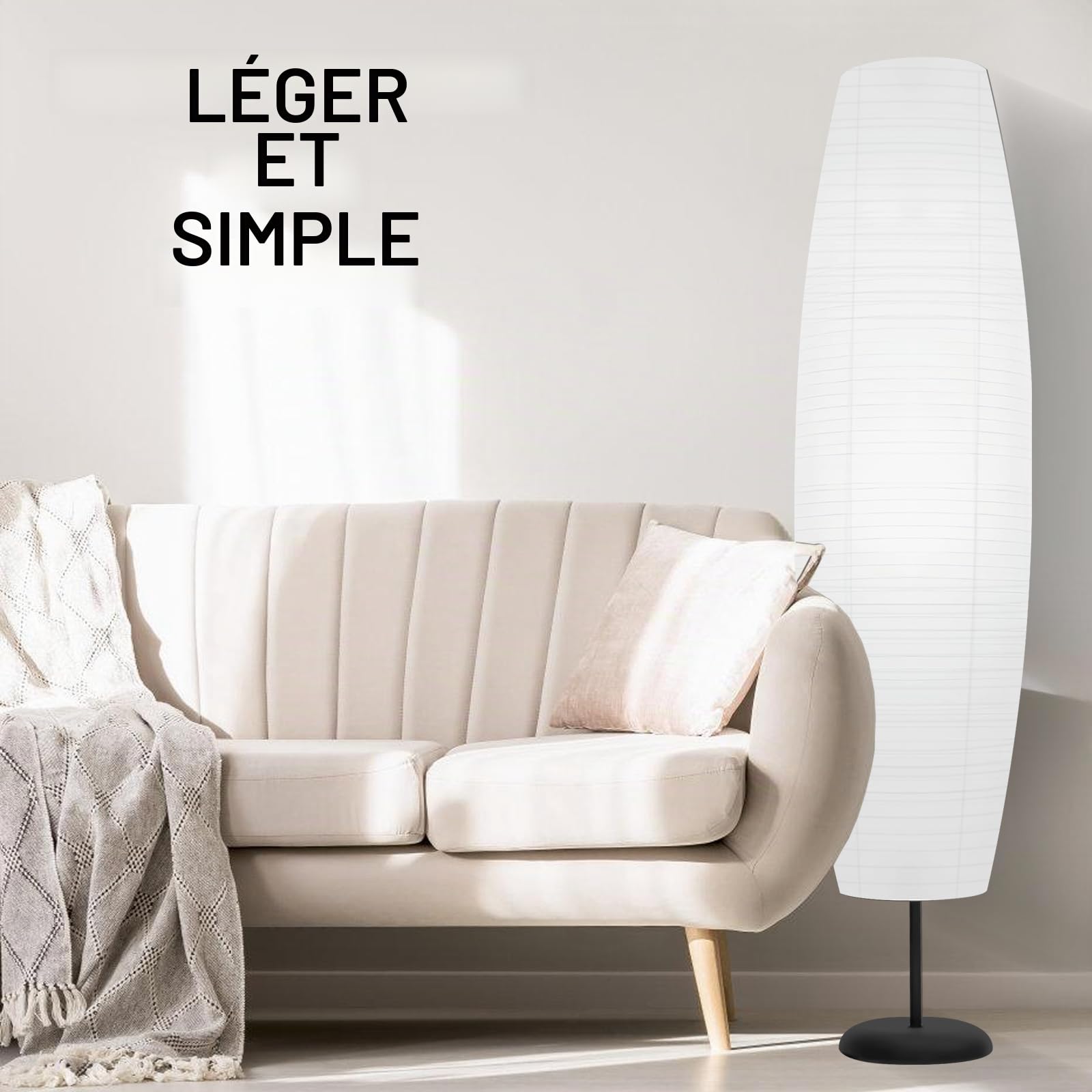 Abat-jour en papier de 110 cm pour lampadaire : lampes de sol de style nordique, couvre-lumière, abat-jour en papier, abat-jour pour lampadaire, remplacement pour salon, chambre à coucher