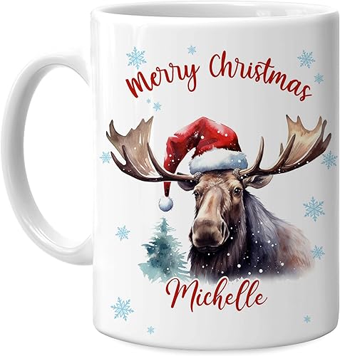 Vista 45 de Hyturtle Regalos personalizados para amantes de las ardillas, con sombrero de Papá Noel, taza de café de cerámica con nombre personalizado, taza