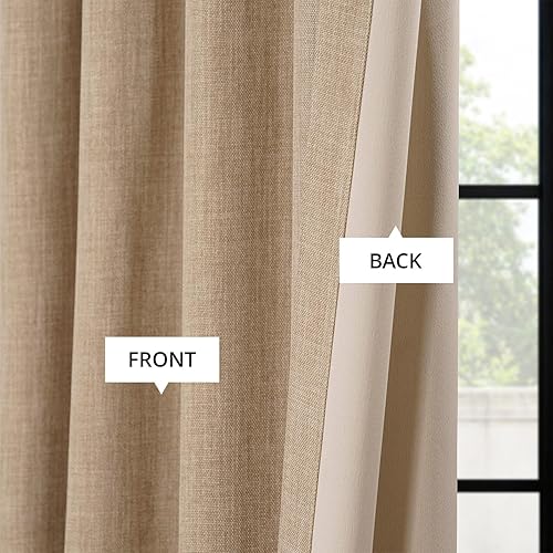 Miniatura 6 de HPD Half Price Drapes - Cortinas de lino sintético texturizado para oscurecer la habitación, dormitorio, sala de estar, 1 panel de 50 pulg de ancho