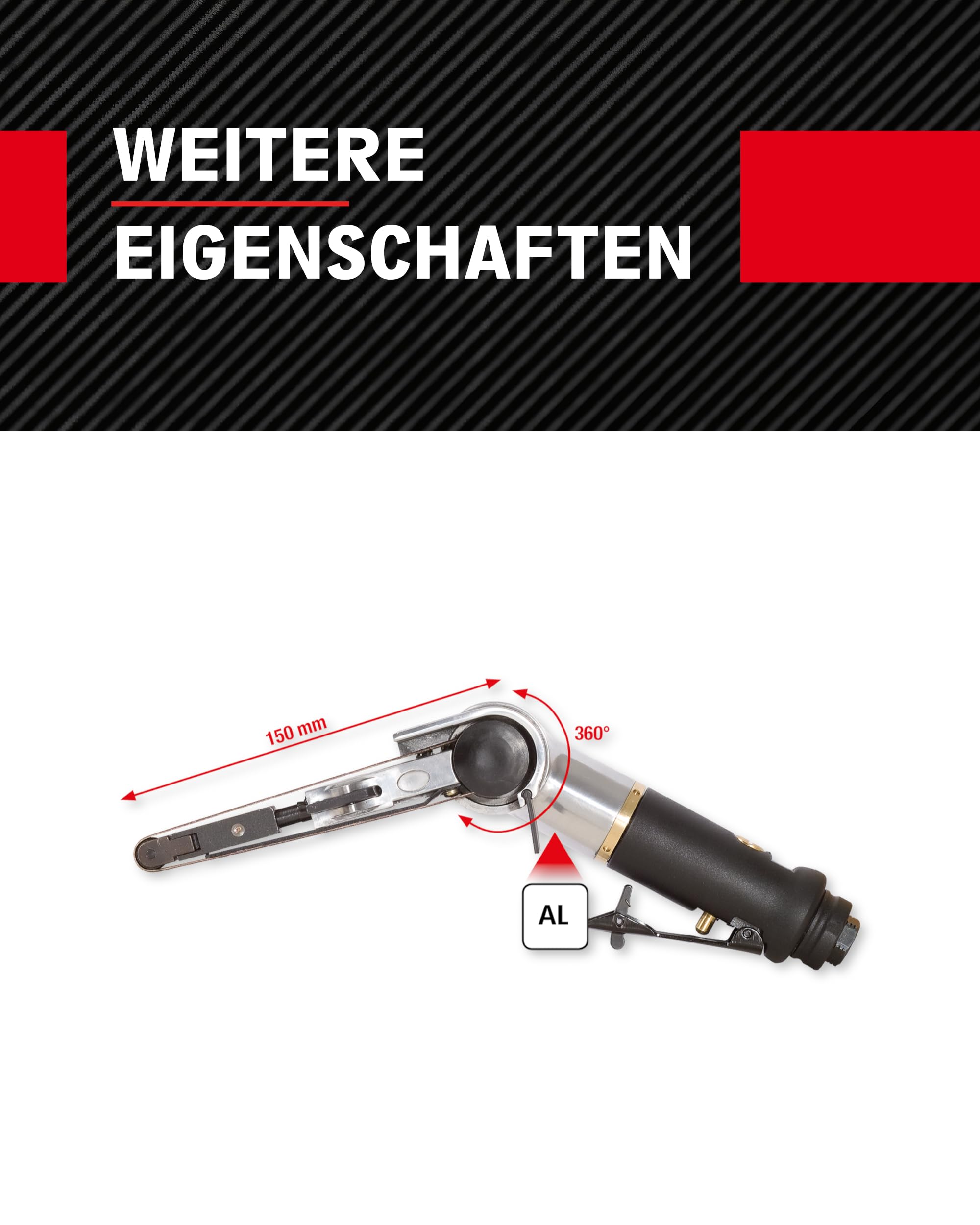 KS Tools Druckluft-Bandschleifer 515.3549 150mm I Druckluftschleifer mit stufenloser Geschwindigkeits- & Drehzahlregulierung I Für Schleifbänder 330 x 10mm