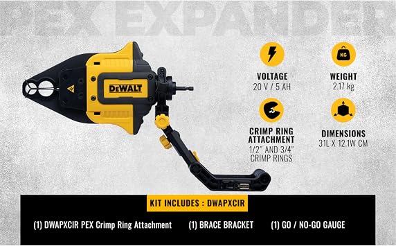 DEWALT IMPACT CONNECT PEX Crimp Ring Attachment for Impact Driver, Plumbing Tool (DWAPXCIR)
