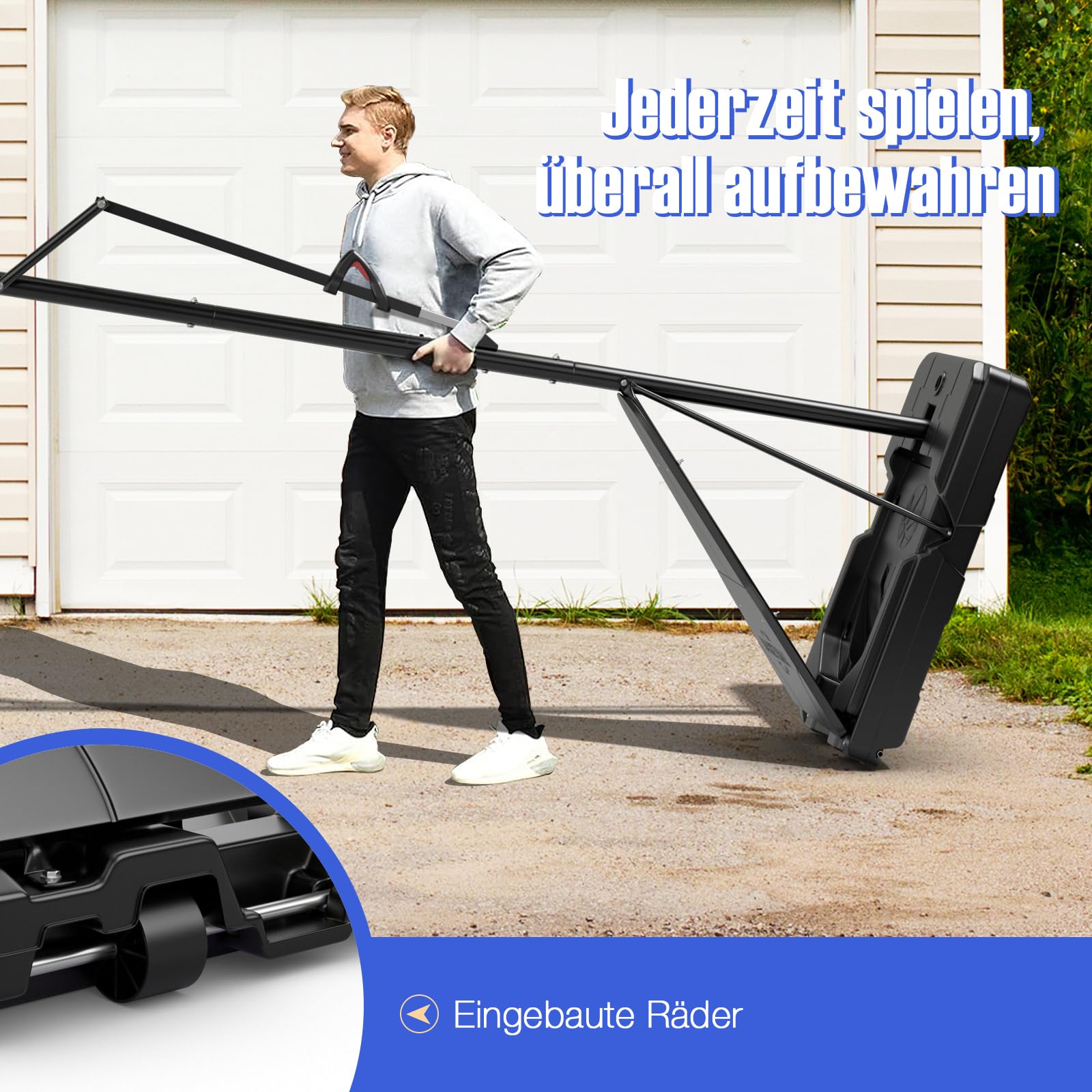 GOPLUS Basketballkorb Outdoor, Korbhöhe 150-305cm verstellbar, Basketball Korb mit PC-Rückwand, Basketballständer tragbar mit Rollen, Basketball Hoop für Kinder Jugendliche Erwachsene