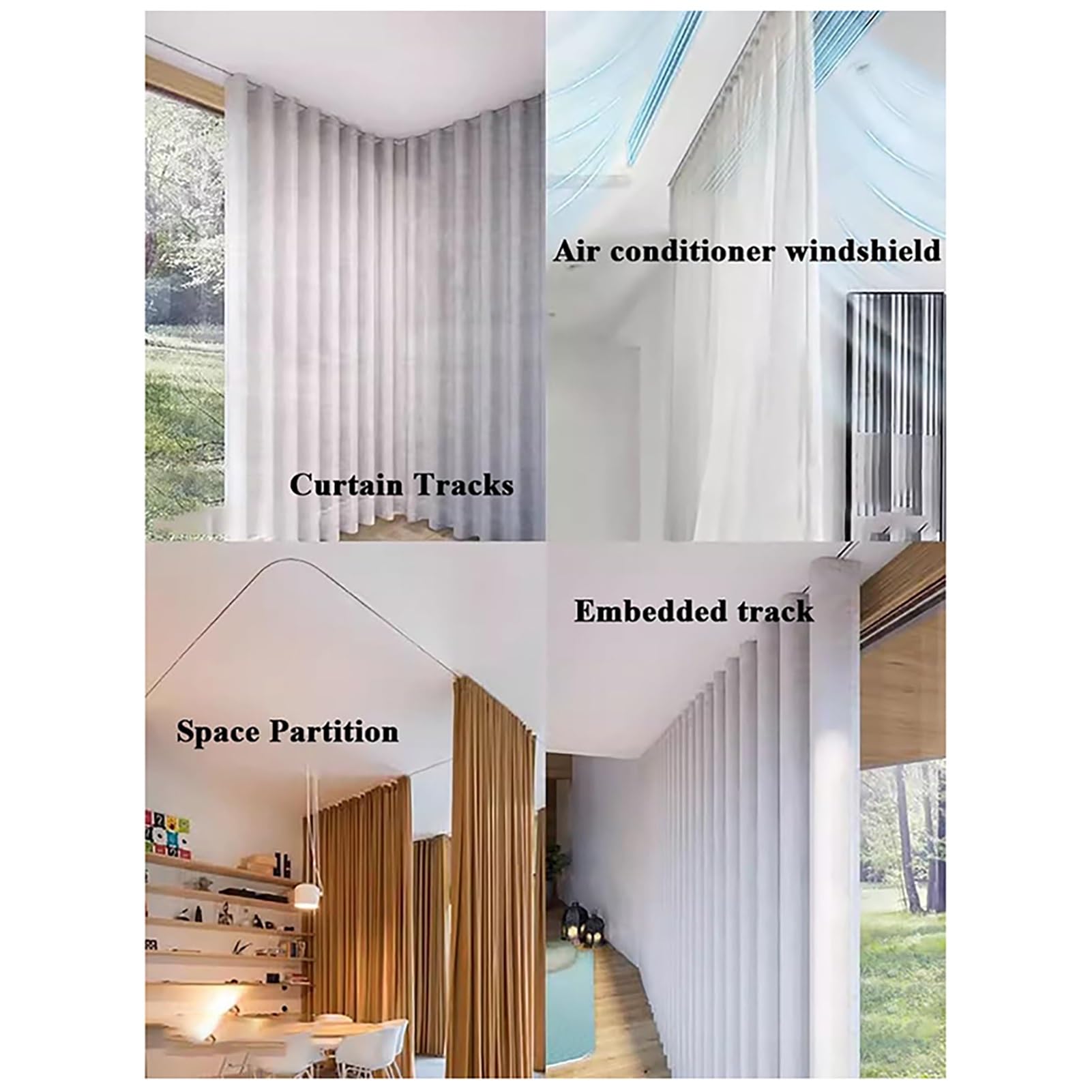 Binario per tenda da soffitto, in alluminio resistente, silenzioso, per tende e divisori
