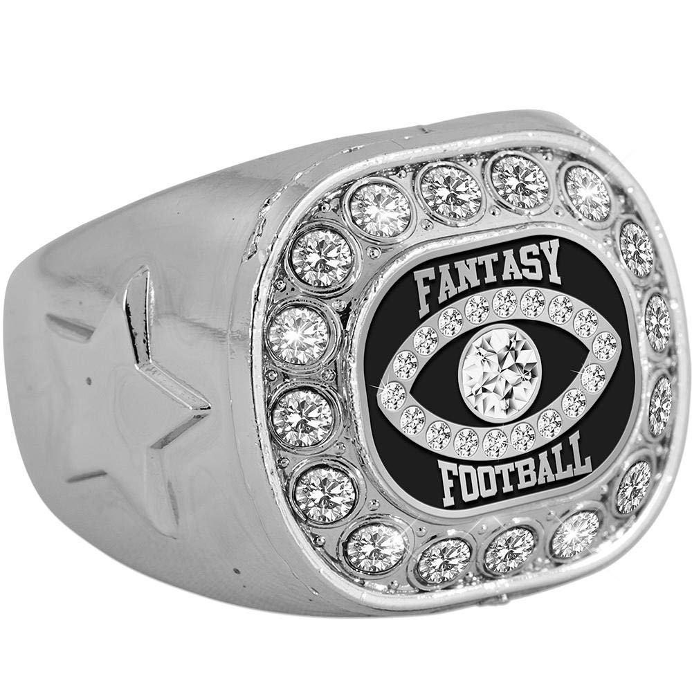 Crown Awards Fantasy Football Championship Ring, Silver Fantasy Football Ring, Size 6 Prime