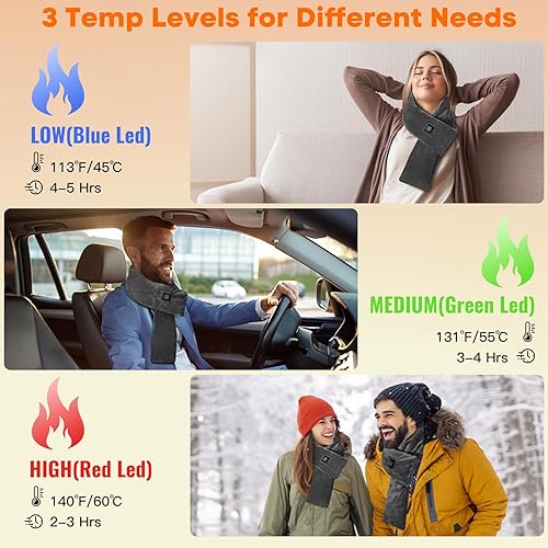 Miniatura 2 de Almohadilla térmica inalámbrica recargable para el cuello calentador de cuello de banco de energía de 5000 mAh para aliviar el dolor envoltura