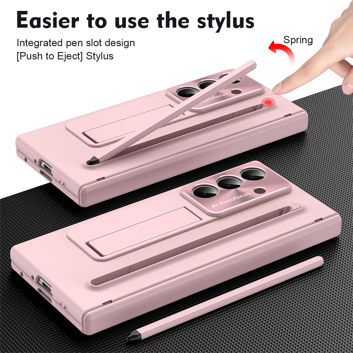 BRAND SET Etui do Samsung Galaxy Z Fold8 Ultra ze zintegrowaną osłoną ekranu, uchwytem, gniazdem na długopis, ochroną zawiasów, odporną na wstrząsy PC, różowy