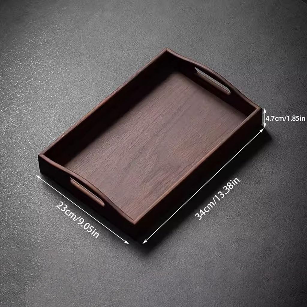 Plateau de Table Basse Plateau décoratif élégant Plateaux en Bois de Noyer Japonais pour Plateaux de Rangement Plateau de Service, Plateau de collation(A)