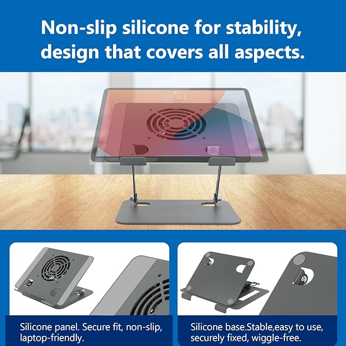 Soporte para Laptop con Ventilador Ajustable 10-16 pulgadas miniatura 2