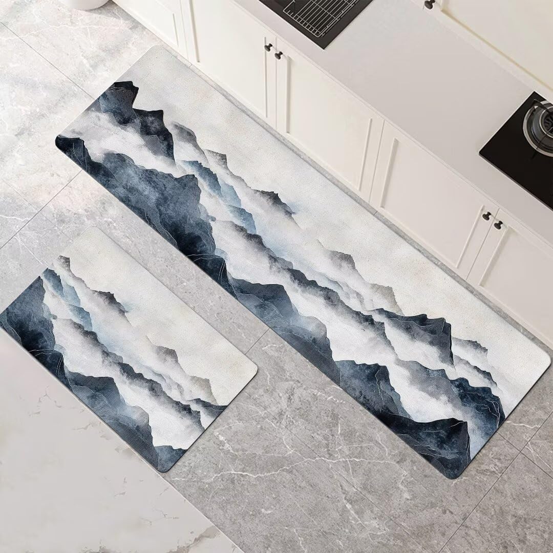 Alfombras de cocina de 2 piezas Clouds con acabado premium para comedor y pasillo