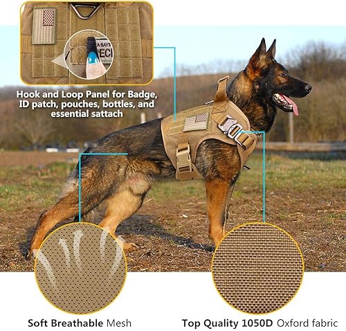 Miniatura 2 de Arnés para perros grandes sin tirones, arnés táctico ajustable para perro, chaleco militar, arnés de entrenamiento para perros grandes (camuflaje