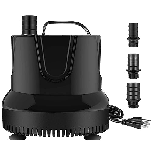 Simple Deluxe Bomba de mesa de agua de succión inferior 660GPH 45W (2500LH) con 3 boquillas para pecera, estanque, acuario, hidroponía, fuentes,