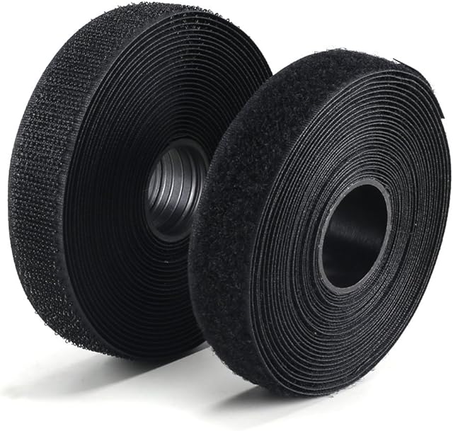 FOGAWA Hook and Loop Tape Sew On Tape 5m x 20mm Non-Adhesive Nylon Fabric Fastener Fastening Tape Black for Sewing Crafting Fixing Cushions Clothes
