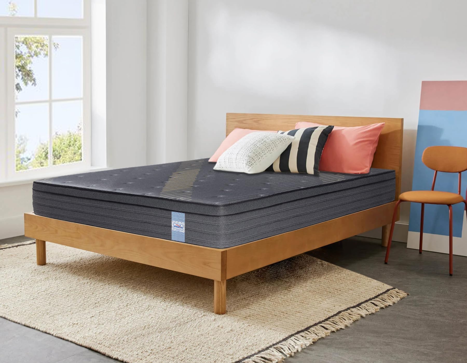 Springtek EuroTop Hybrid Bonnell Spring Mattress | Heavy GSM Jacquard Anti Skid Fabric | High Density Soft PU Gel Memory Foam Mattresses | 8 Inch Single Size Gadda | 72x36 Inches