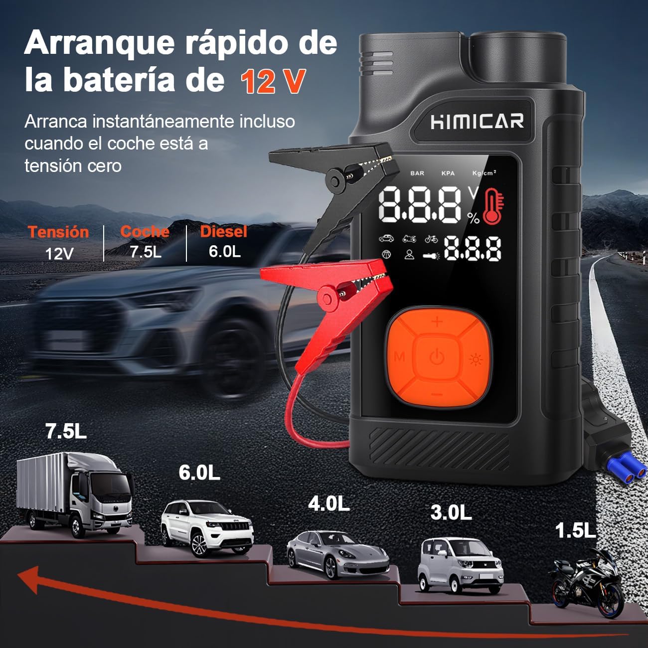 HIMICAR M180B jump starter capacity for various vehicles