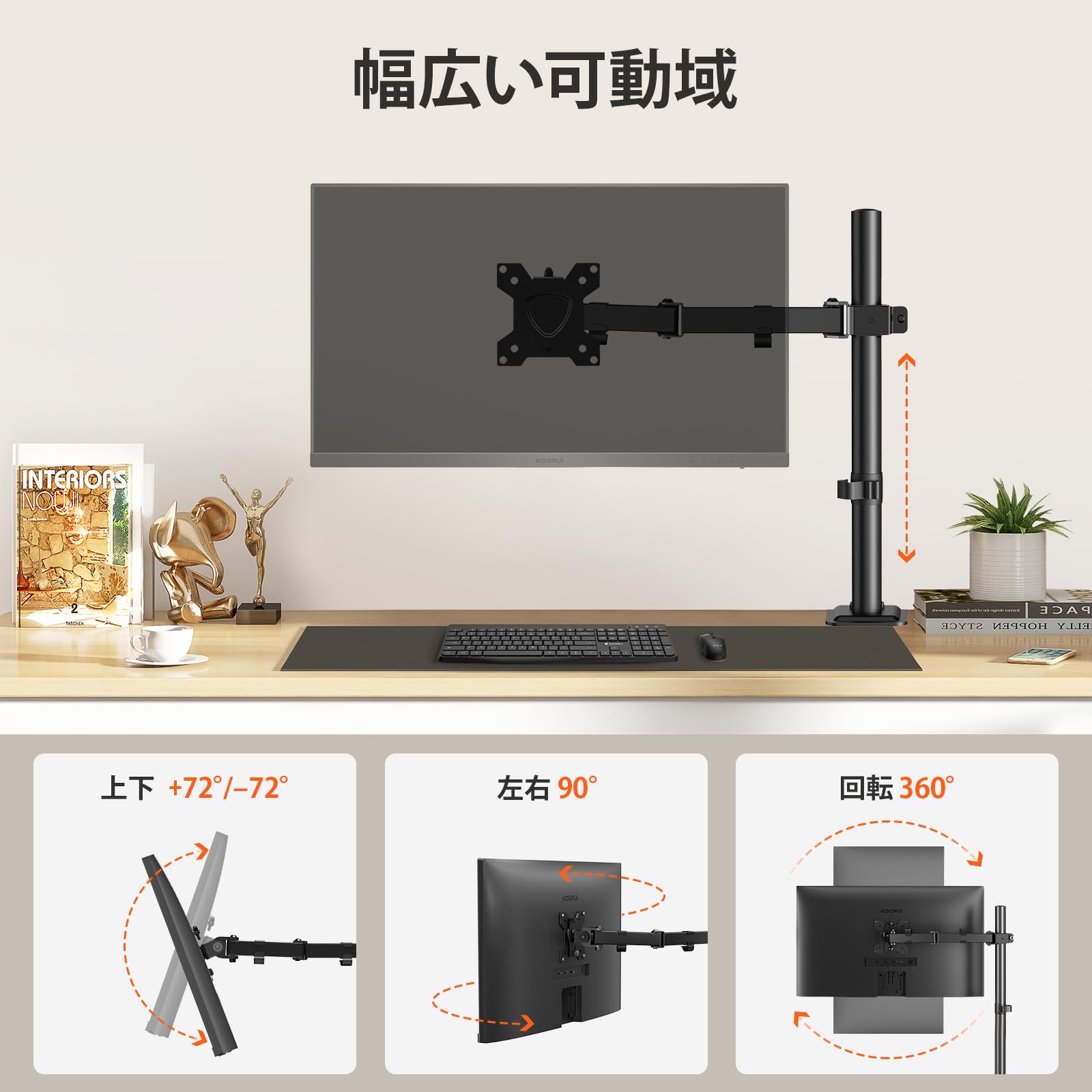 Amazon.co.jp: KOORUI モニター アーム デスクマウント ディスプレイ 