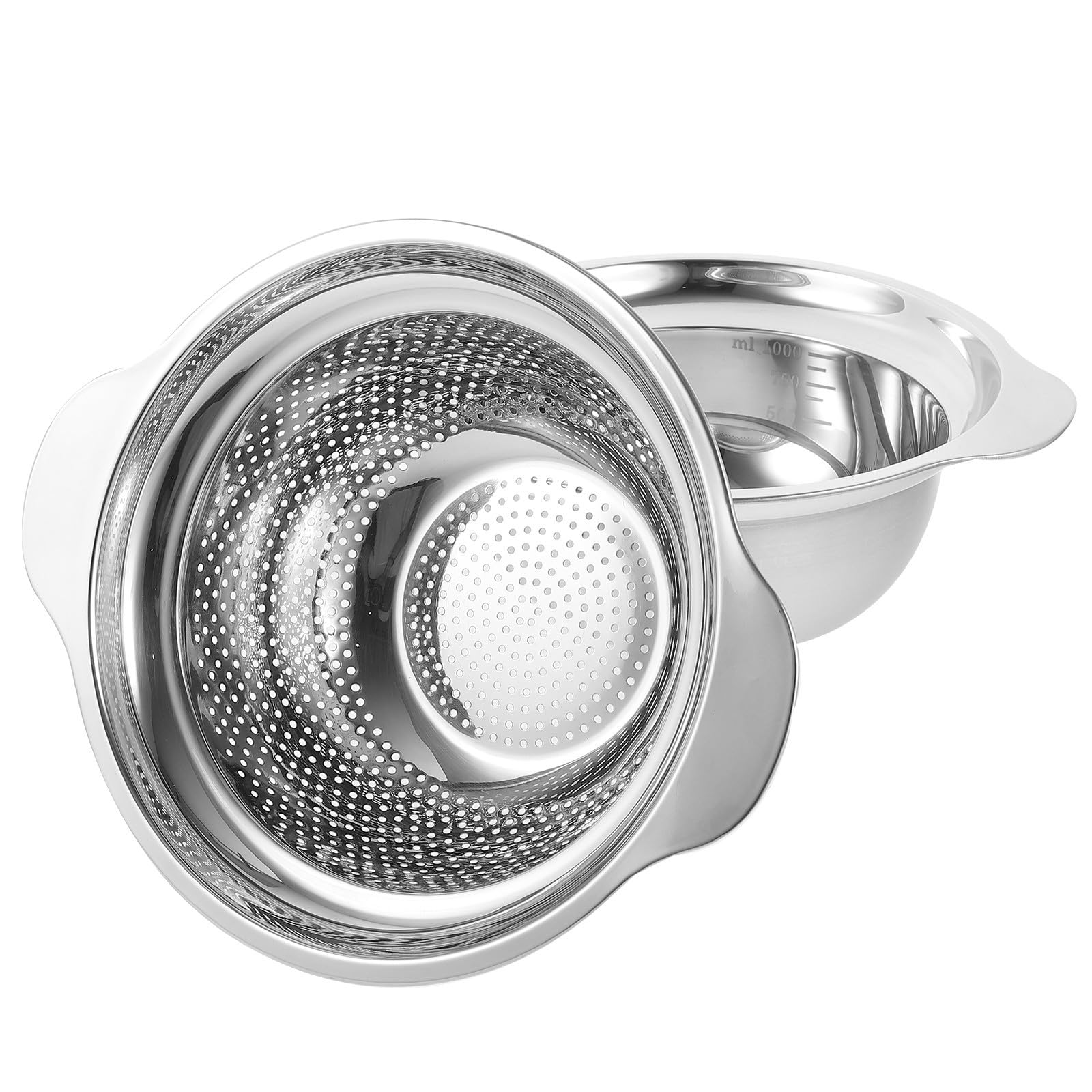 SHOWERORO Colador Multifunción Función de Drenaje de Acero Inoxidable Plata Tazón para Mezclar para Frutas y Verduras de Uso Doméstico para Limpieza en Casa
