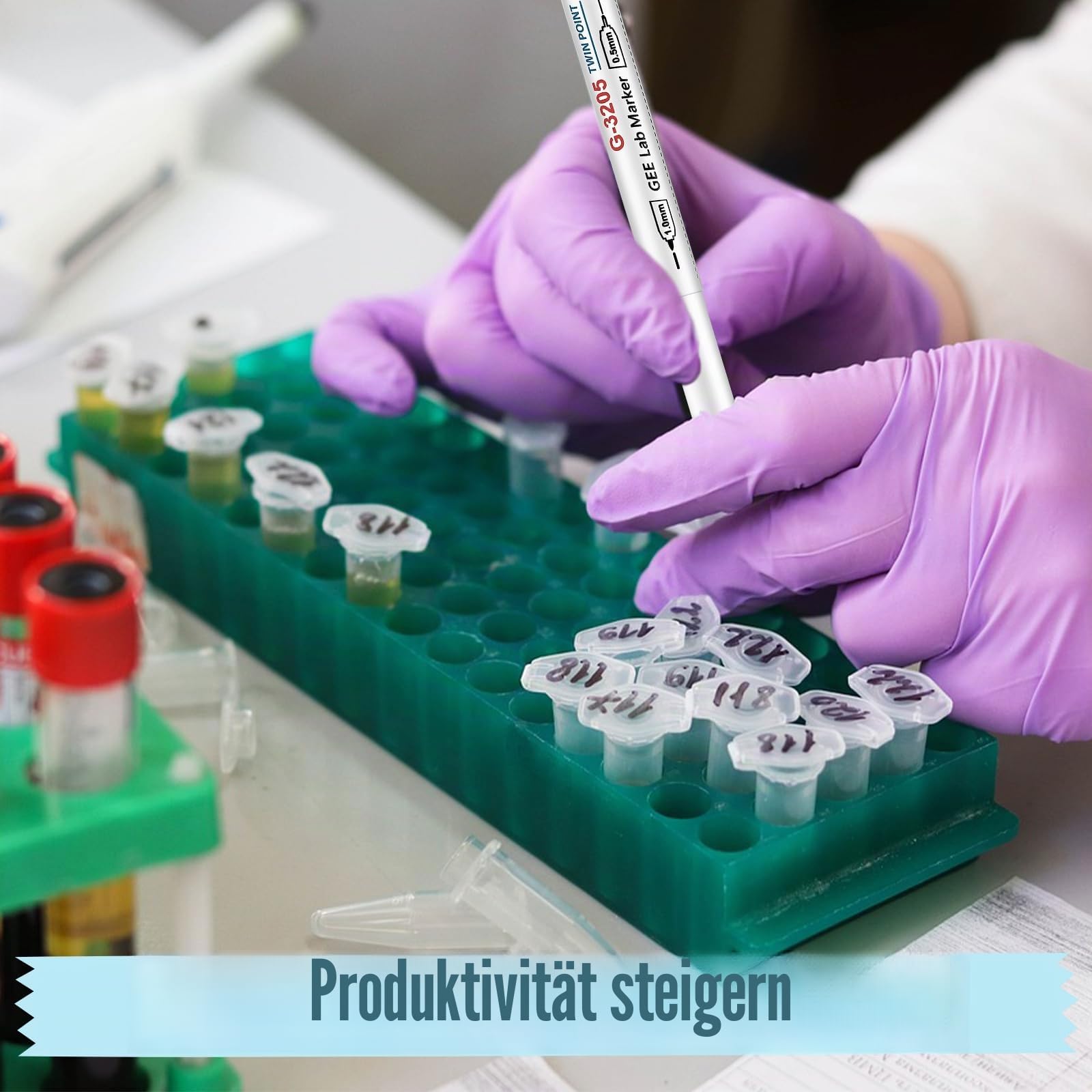 Alkoholbeständige Labormarker, schwarzer Doppelkopf-Permanent-Stift mit 0,5 mm und 1,0 mm Spitze, entworfen für Industrie, Labor und Krankenhaus, 5 Stück