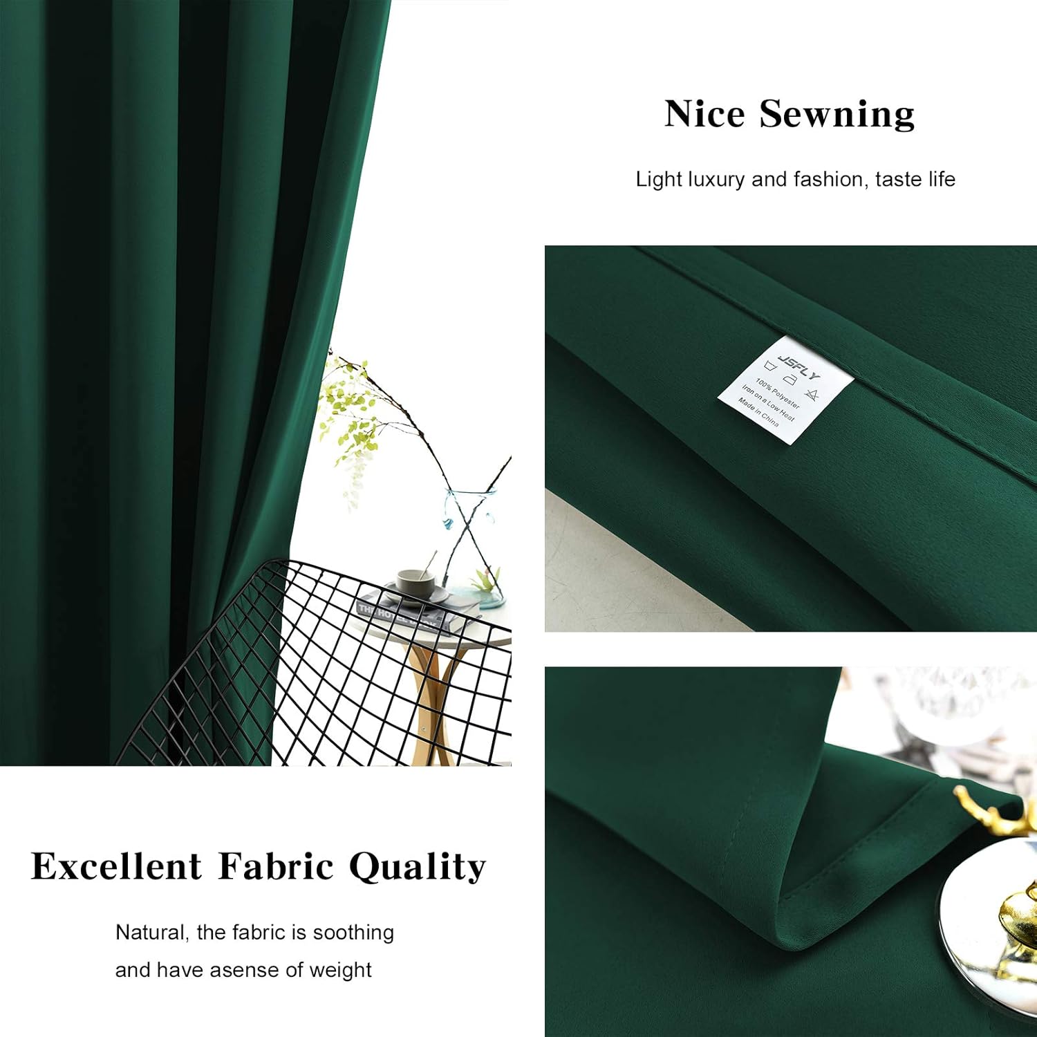 Blackout Curtains for High Ceiling, Extra Long Thermal Insulated Solid Grommet Window Curtains Drapes for Living Room 10ft Length, Set of 2 Curtain Panels 52 W x 120 L Inches Hunter Green