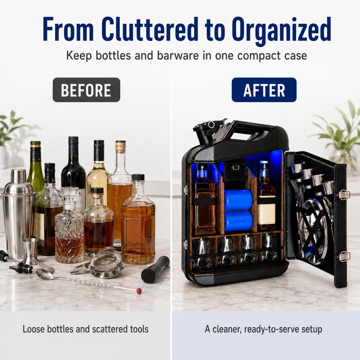 TsoLay Juego De Mini Bar De 20 litros, Mueble Bar Portátil para Whisky con Construcción Robusta, Mueble Bar Móvil para Bares Domésticos, Regalo para Hombres, Padres, Maridos, Novios