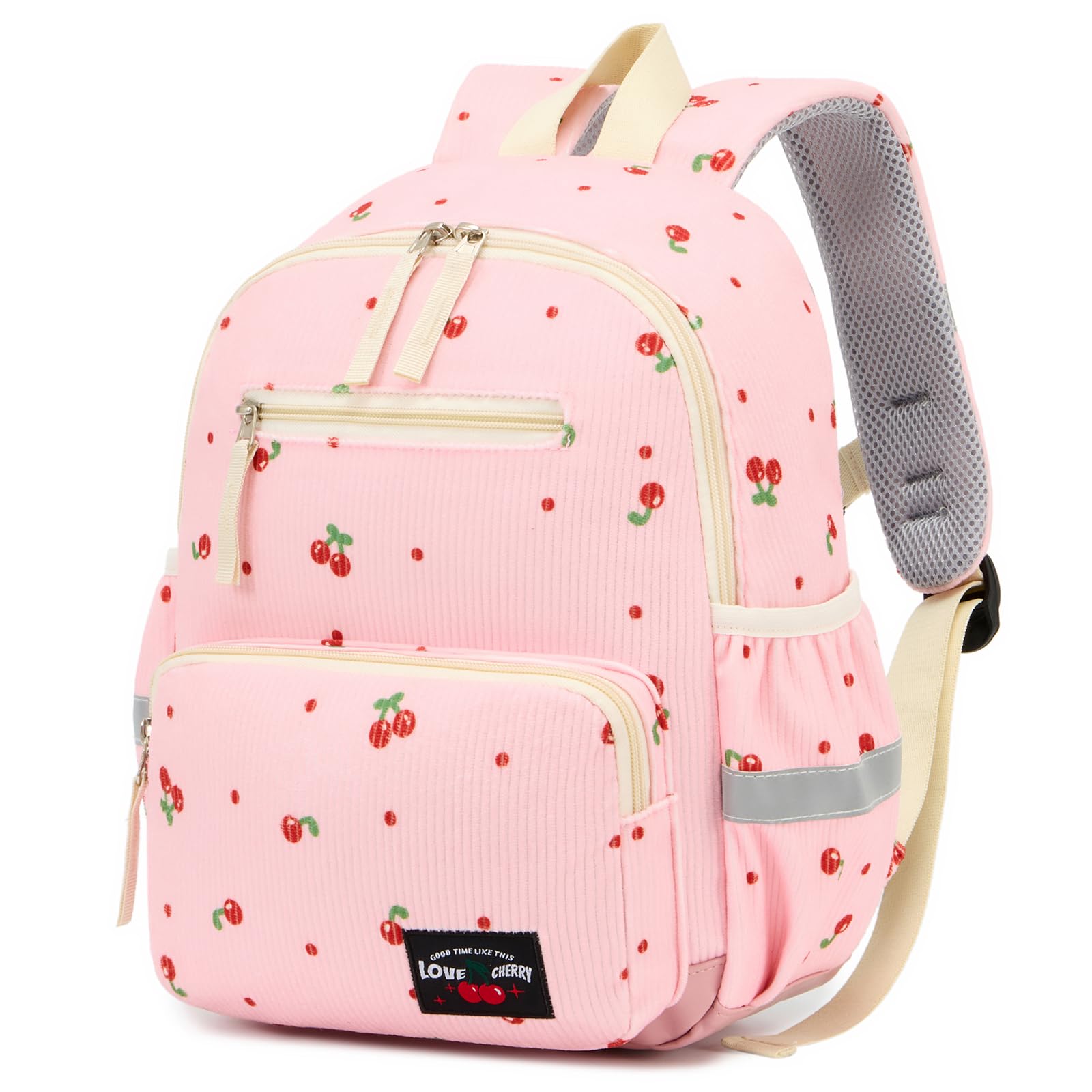 PROTAURI Kindergartenrucksack Mädchen Jungen mit Brustgurt, Rucksack Kinder Reflektierend mit Abwischbarem Boden, Kita Rucksack Vintage Kordsamt Passend für DIN A4 2-6 Jahre, 9.2L