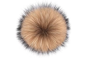 Real Raccoon Fox Fur Pompom with Button, Super Big Genuine Fur Ball...
