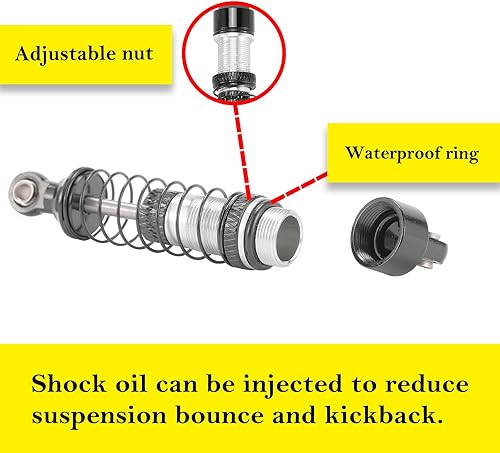 Miniatura 5 de Aluminio 52MM RC Amortiguador de viaje largo ajustable Amortiguador roscado de aceite para TRX4M 118 RC Crawler Actualizaciones Accesorios