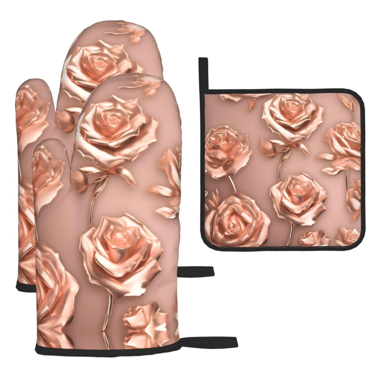 Maniques de cuisine pour le four : préparez vos gratins en sécurité avec ce lot de 3 or rose