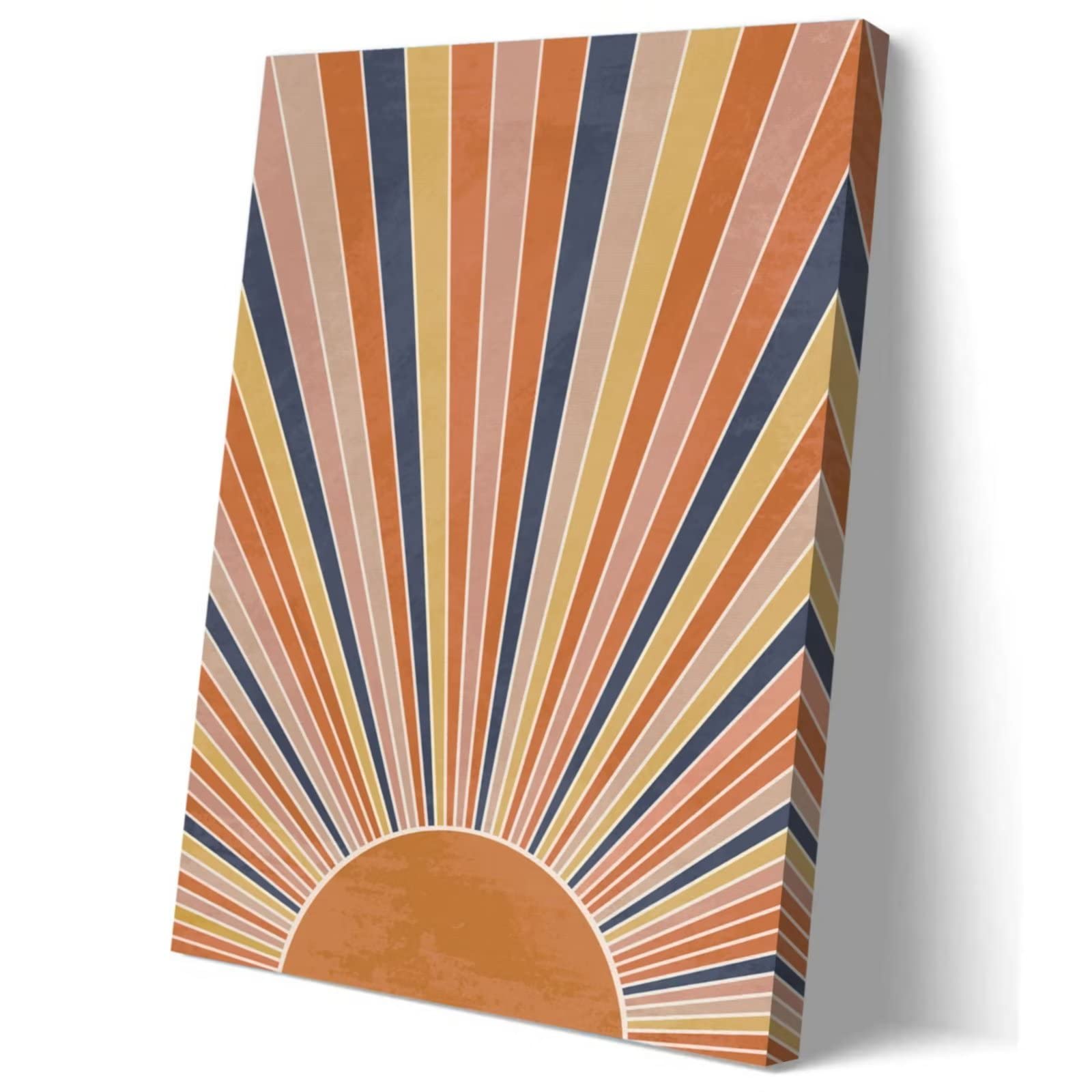 Boho Wall Art, Neutral Wall Art, 16x24 Inch Framed Ready to Hang, Bohemian Mid Century Modern Canvas Wall Art Poster for Women Teen Girls Living Room Bedroom Bathroom Wall Art Decor