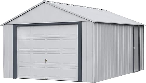 Miniatura 43 de Arrow Shed 12' x 10' Murryhill Garage Galvanized Steel Extra Tall Walls Prefabricated Shed Storage Building, 12' x 10', Flute Gray