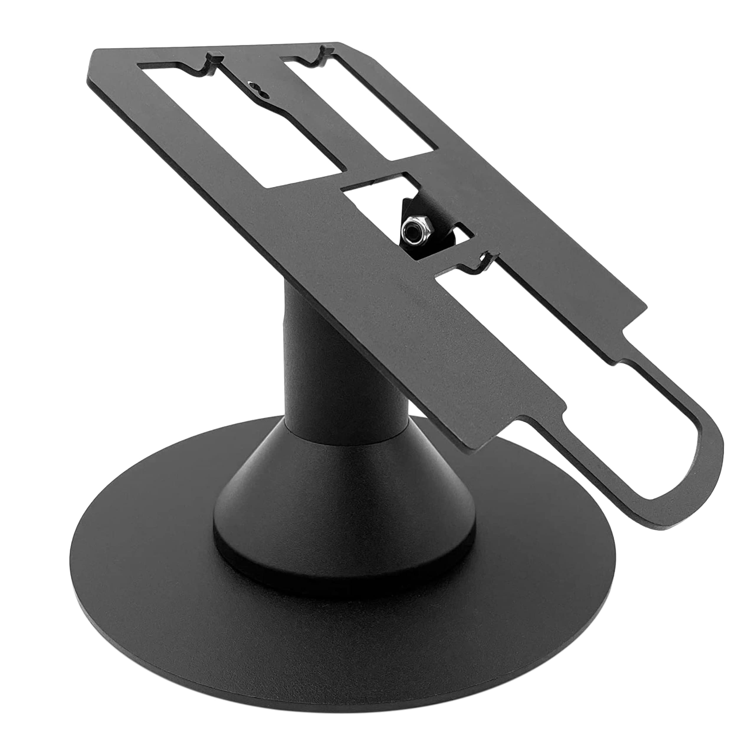 Verifone MX915 / Mx925 5" Freestanding Low Profile Swivel and Tilt Terminal Stand with Round Plate, Black
