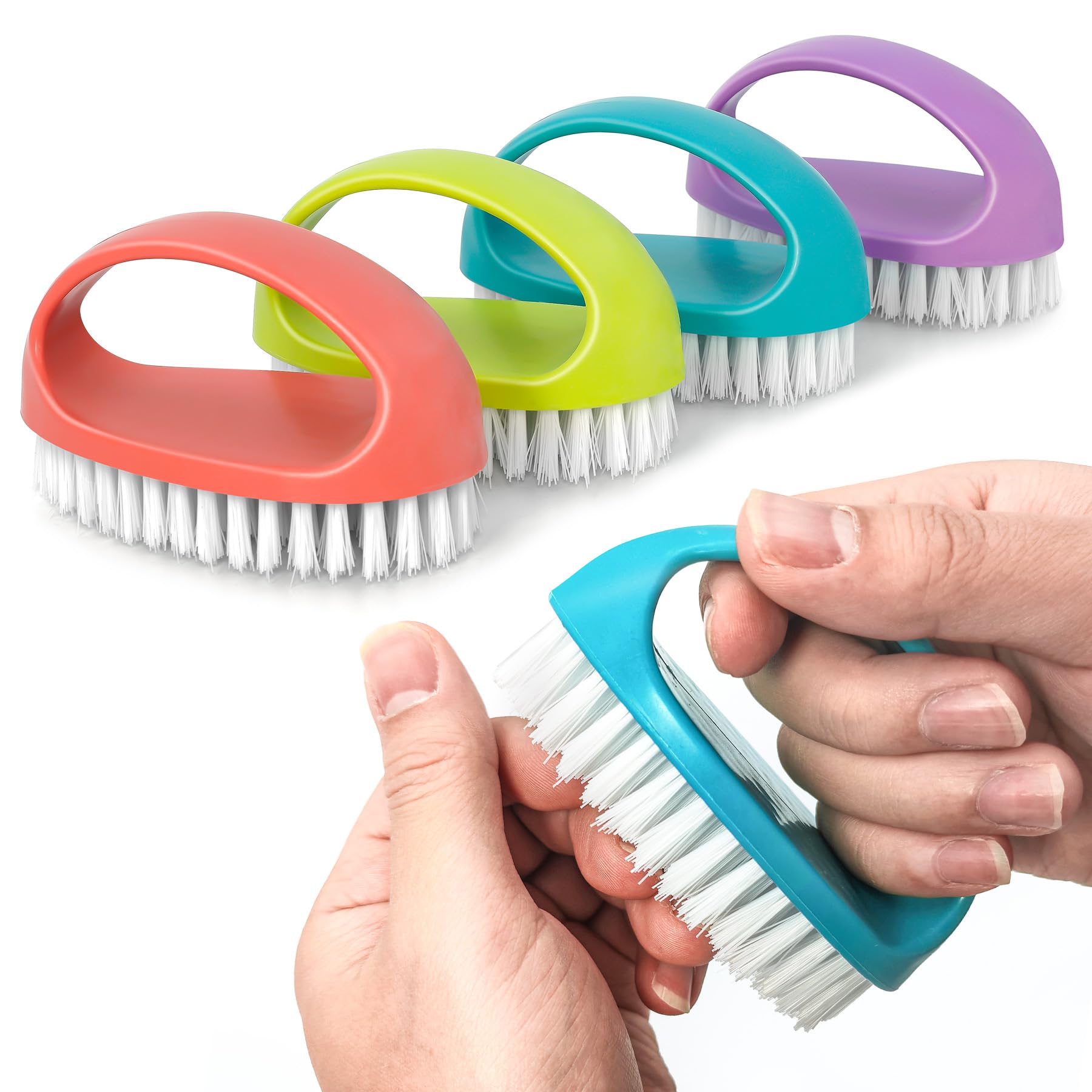 Hand Nail Brushes, 4 Pack Firm Bristle Nylon Brush for Cleaning Nails & Toes, Heavy Duty Nail Scrubber - Image 2