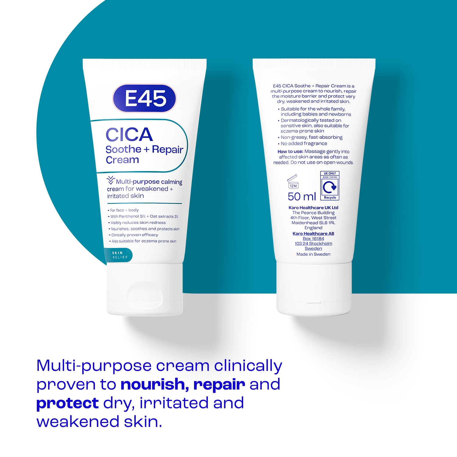 E45 Cica Soothe & Repair Cream, Protects and Restores Dry, Sensitive & Irritated Skin, Reduces Redness - Image 3