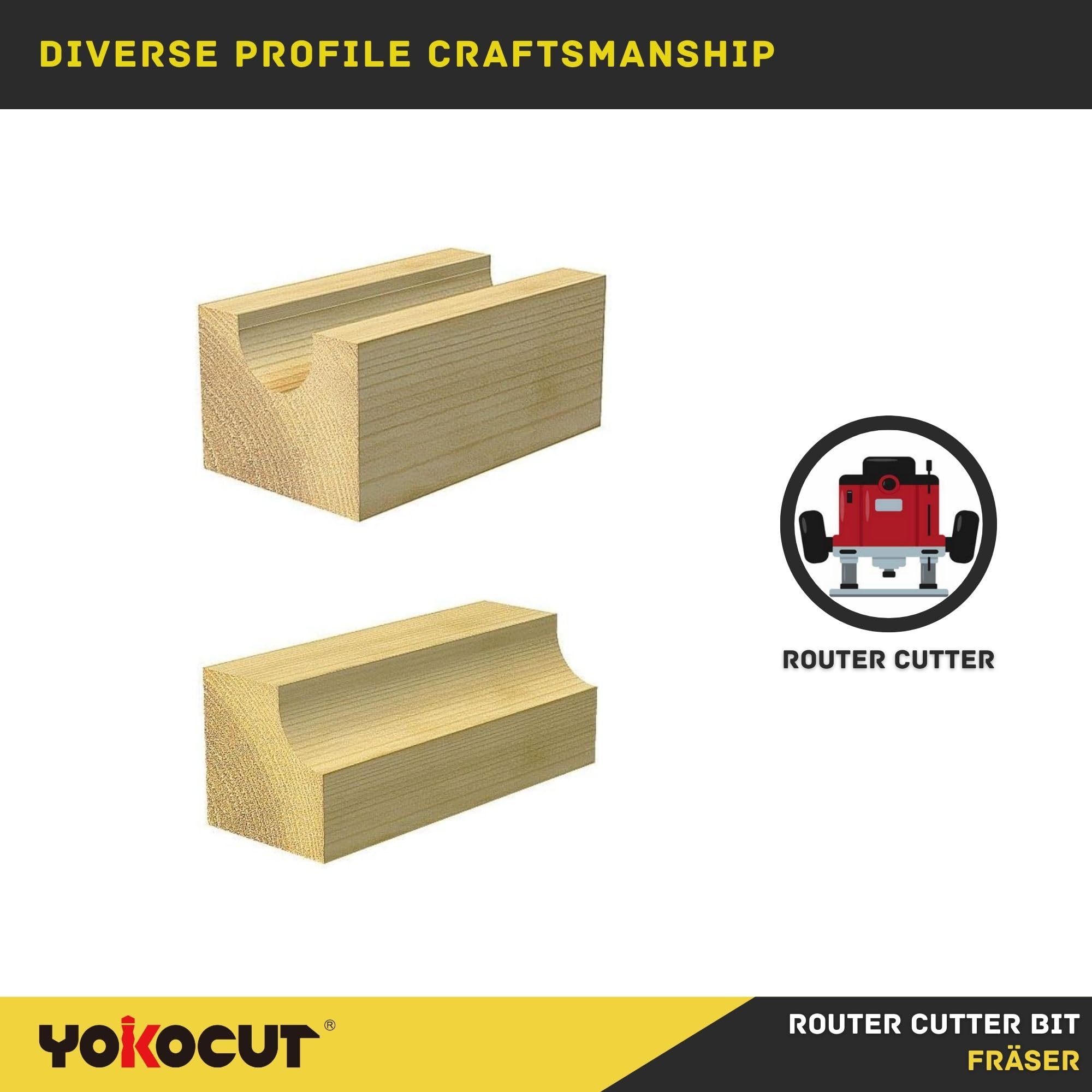 YOKOCUT Radius & Cavetto Router Cutter Bit, 1/2 Inch Shank, 9.5mm Radius and 73mm Overall Length - Image 4