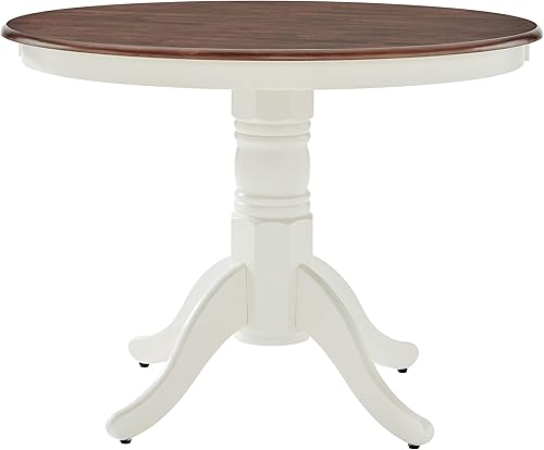 Miniatura 3 de Crosley Furniture Shelby Traditional Round Wood Dining Room Table, Distressed White Blanco gastado,Cerezo oscuro,https://www.amazon.com/dp/undefined