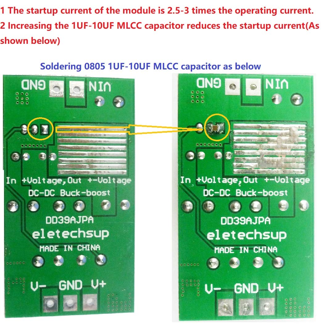 Illustration of soldering a 1UF-10UF MLCC capacitor