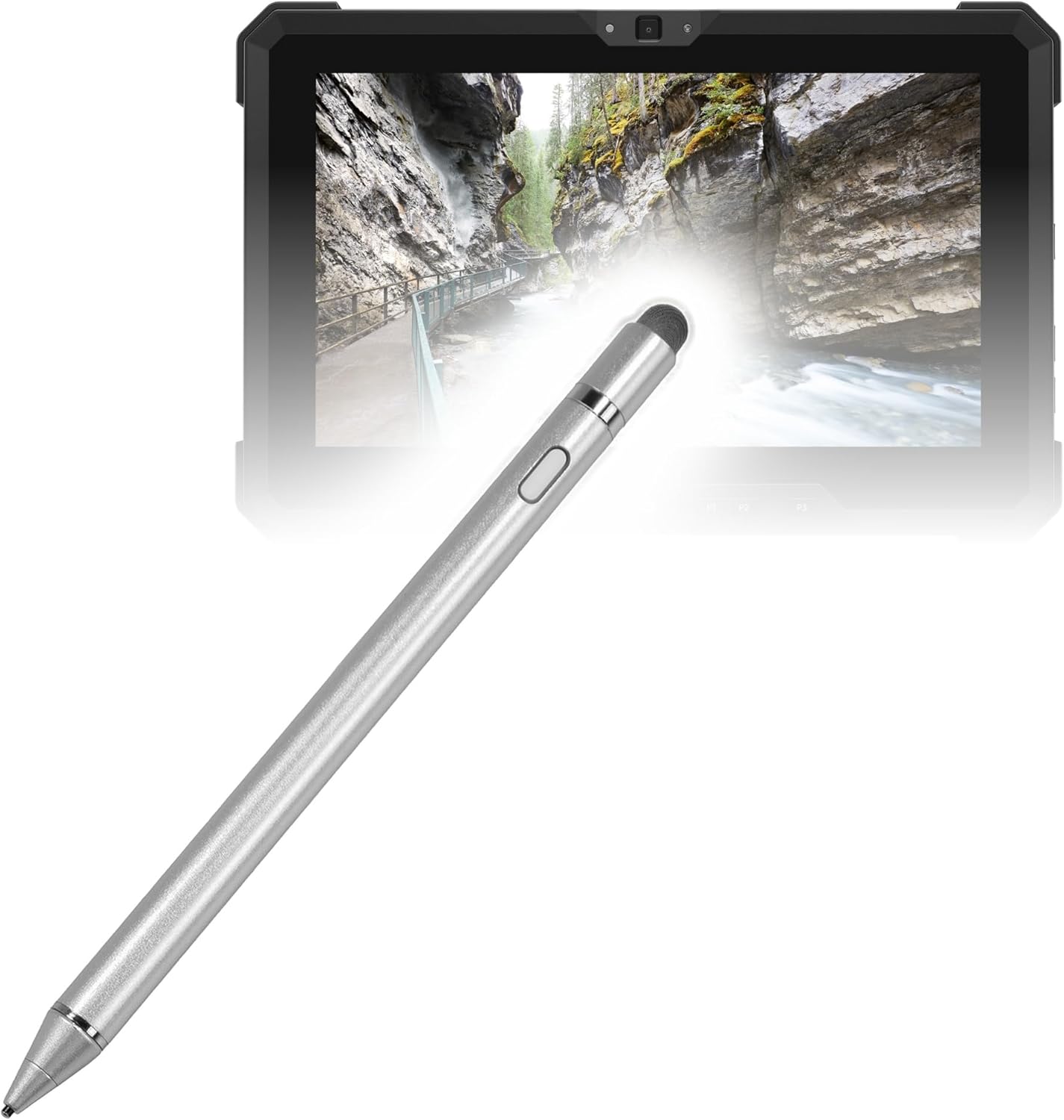 BoxWave Stylus Pen Compatible with Dell Latitude 7212 Rugged Extreme Tablet - AccuPoint Active Stylus, Electronic Stylus with Ultra Fine Tip - Metallic Silver