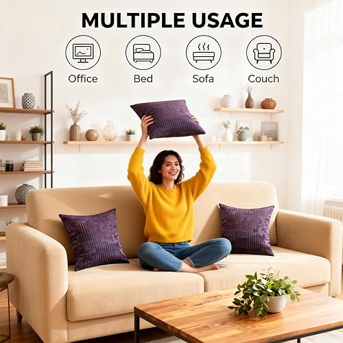 Miniatura 2 de Juego de 2 fundas cuadradas para sofá con inserto de 18 x 18 pulgadas, bonita y moderna decoración de otoño para sala de estar, sofá, cama