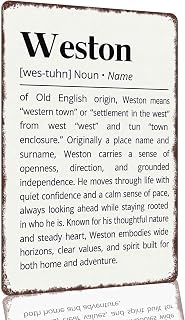 Weston Name Dictionary Definition Aluminum Metal Sign 8 x 12 Inch