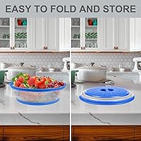 Vista 5 de Alfombrilla para microondas y cubierta de alimentos, 2 en 1, como soporte para tazón, cubierta para protector de salpicaduras, multiuso: Azul