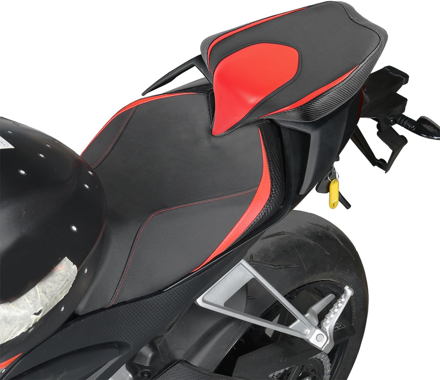 Motorcycle Front Rear Comfort Seat Fit for Aprilia RS 660 RS660 2020 2021 2022 2023 2024 2025, Leather Rider Saddle Solo Back Passenger Cushion Pillion Pad, Red