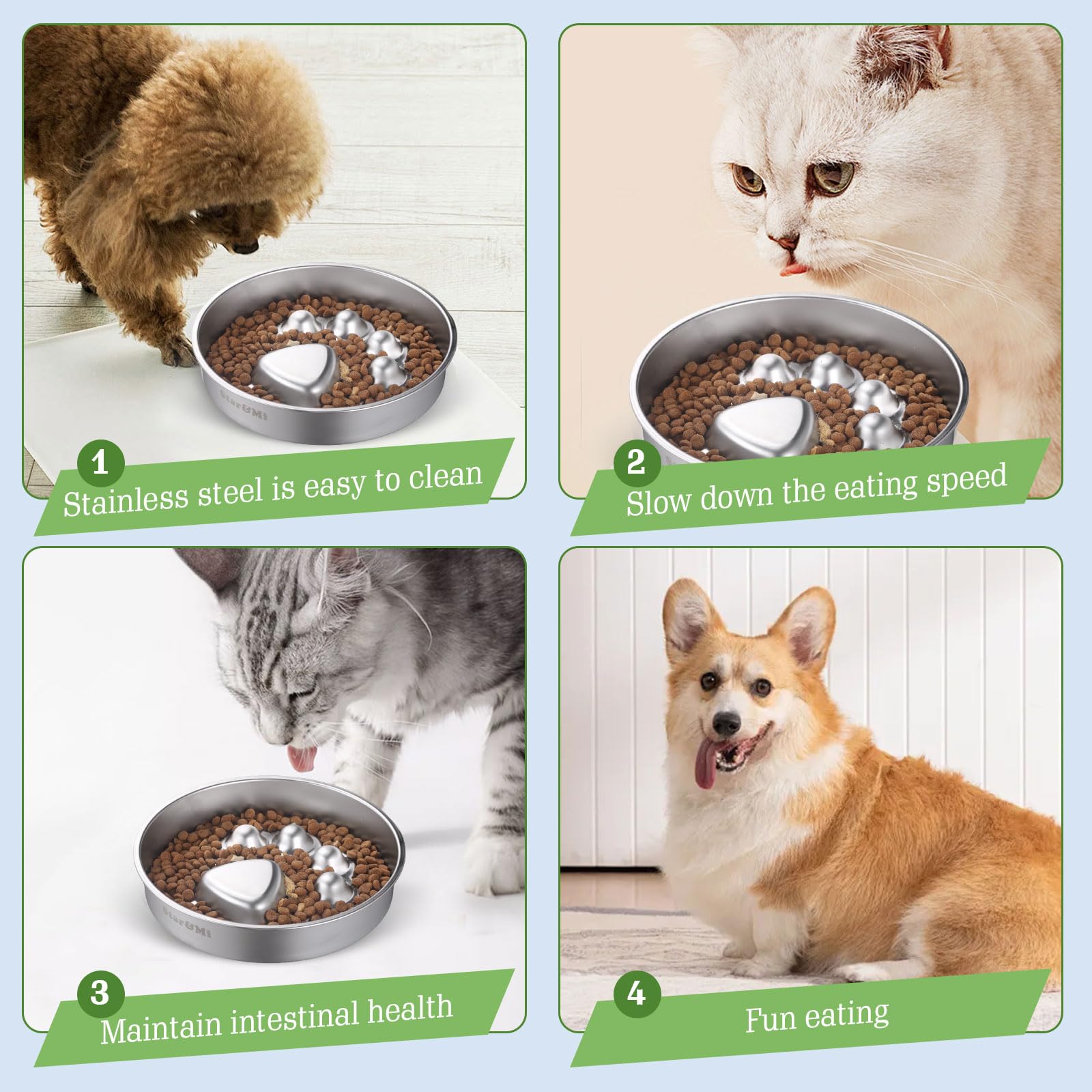 Stainless Steel Slow Feeder Dog Bowls – Non-Slip Metal Dog Bowl for Large & Medium Breeds, Puppy Puzzle Feeder – 2 Cup Capacity for Small to Big Pets – Durable Slow Feed Dog & Cat Food Dish - image 6