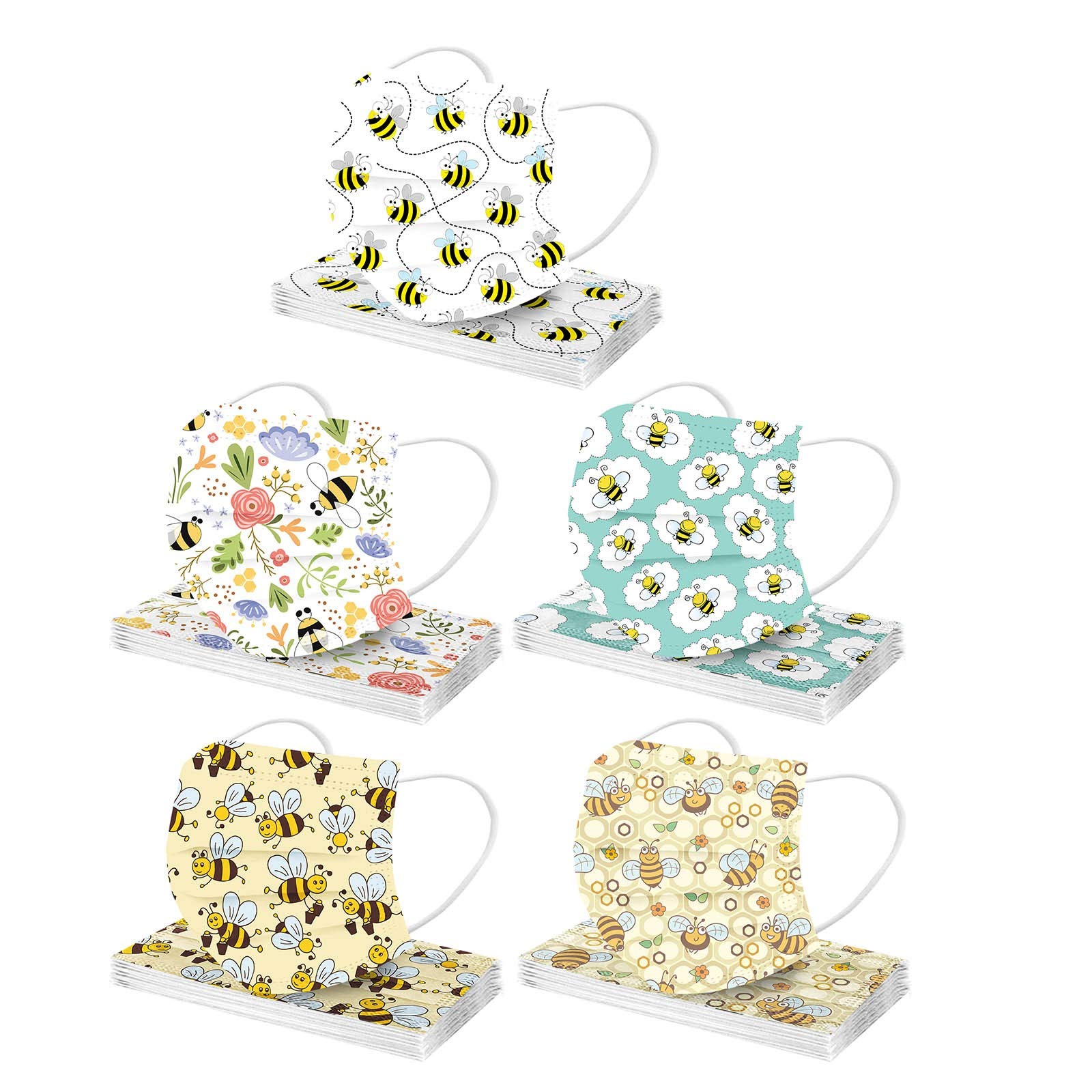 50PCS Butterfly Disposable Face_Masks for Adults, Breathable 3-ply Spring Summer Floral Masks with Flower Design for Women