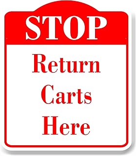 STOP Return Carts Here Golf Course WHITE RED Aluminum Composite Sign, 8.5"x10"