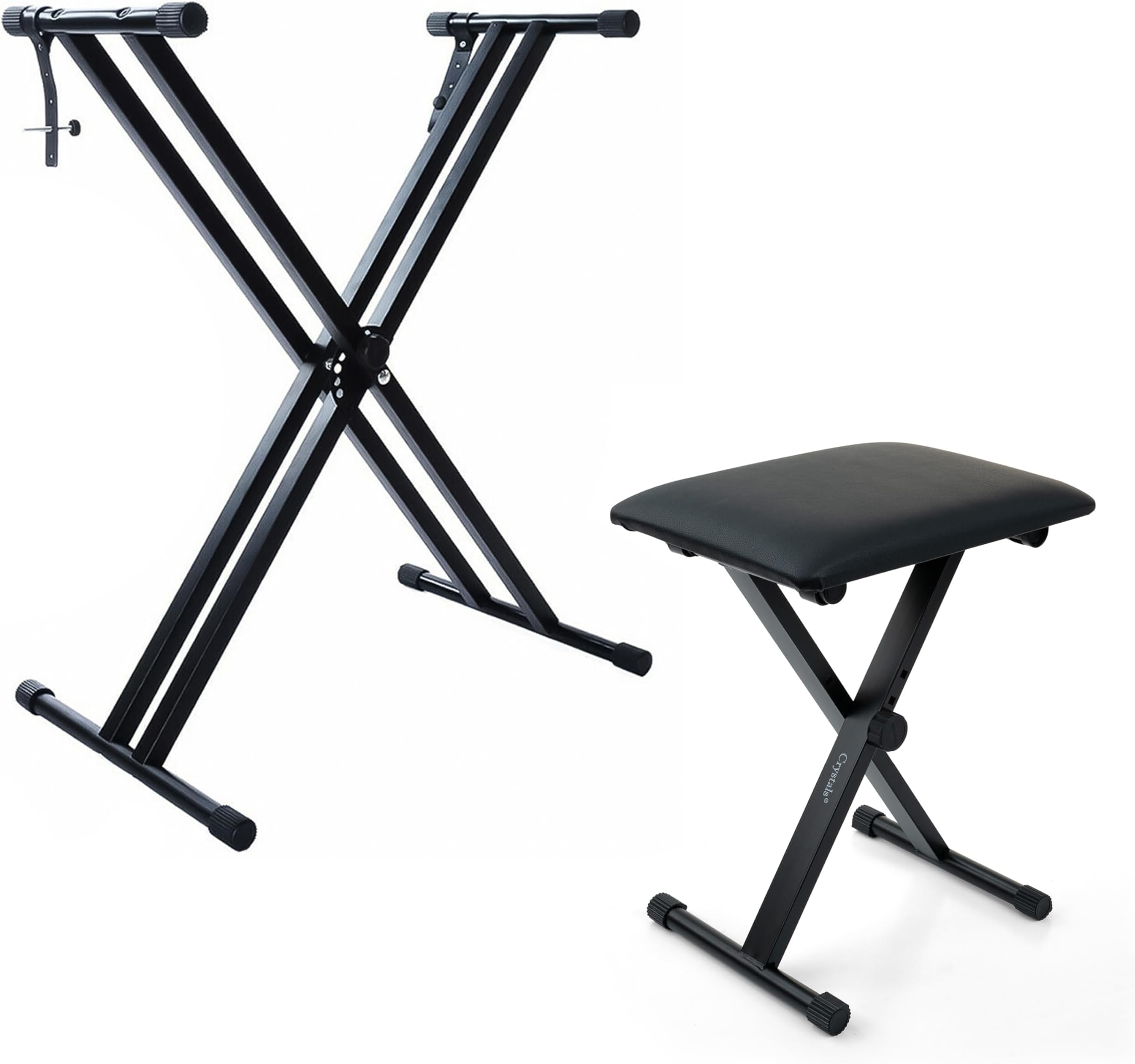 Double Braced X Frame Music Piano Keyboard Stand & Chair Set by Crystals® (Double Braced Stand + Chair)