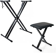 Double Braced X Frame Music Piano Keyboard Stand & Chair Set by Crystals® (Double Braced Stand + Chair)