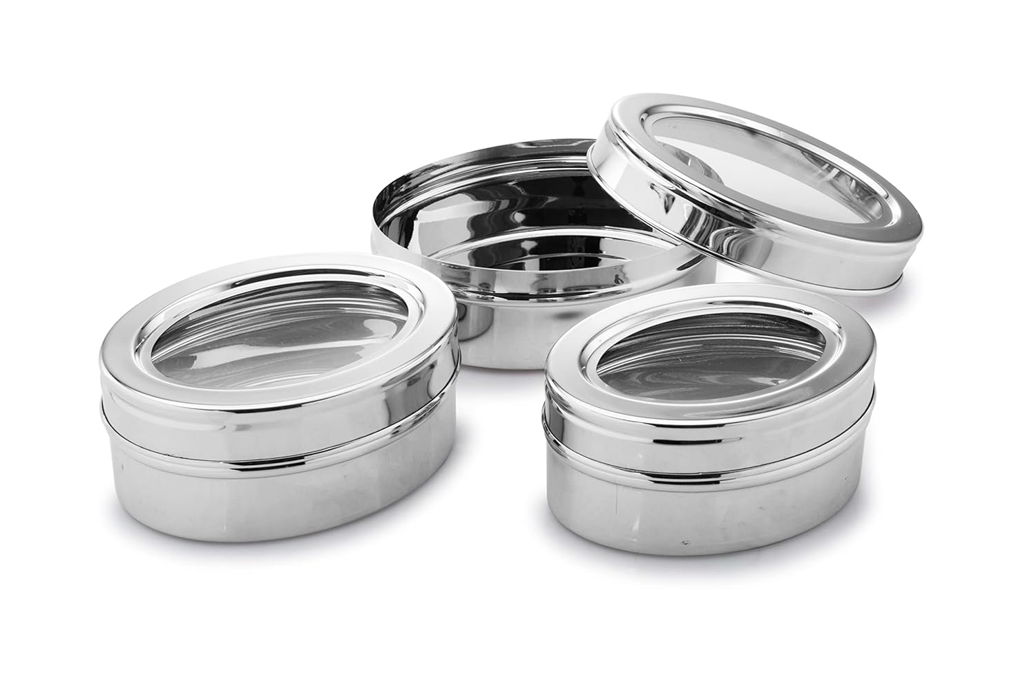 Expresso Stainless Steel Oval Canister Storage box Dabba for Kitchen